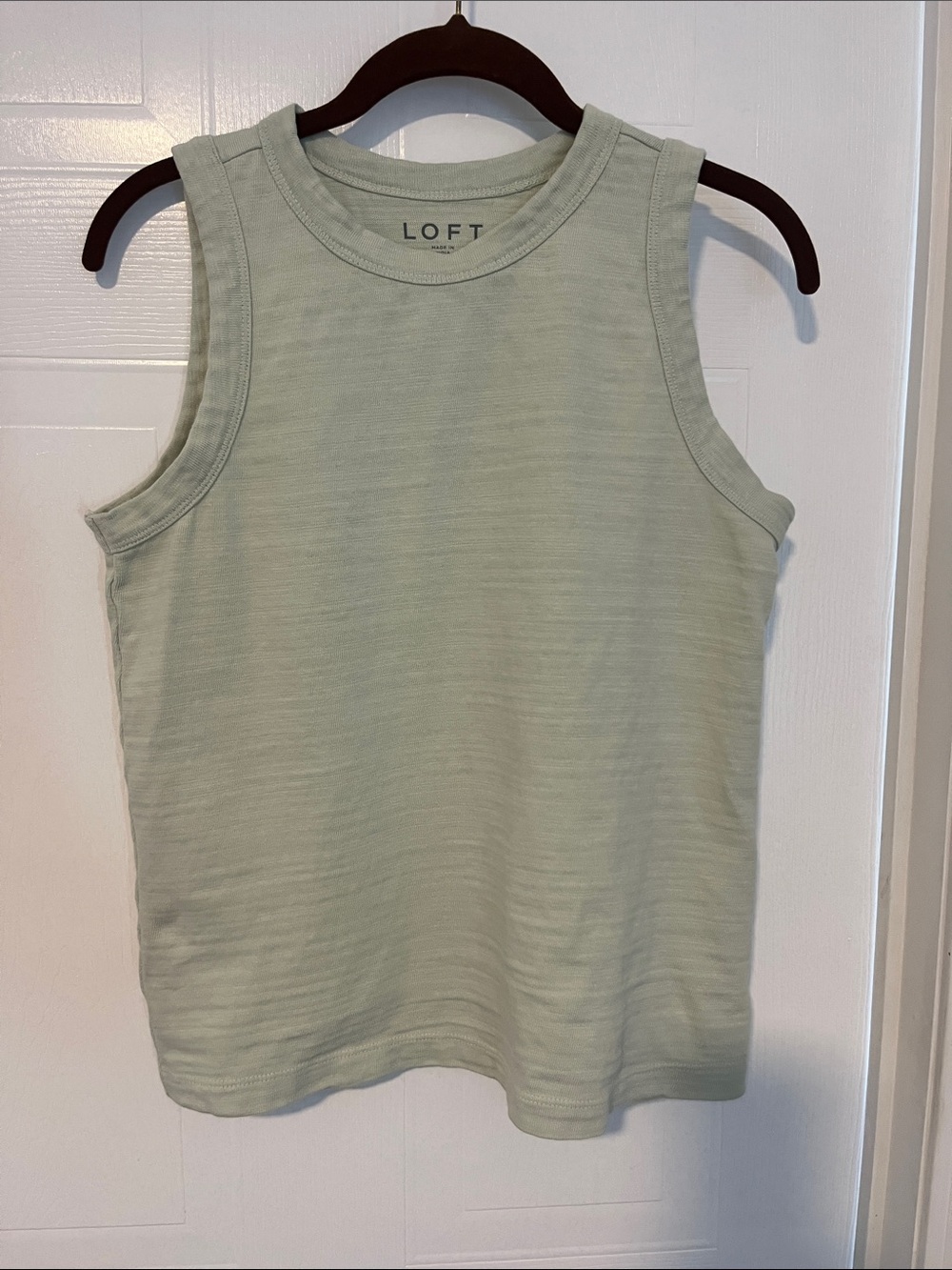 100% cotton LOFT Pale Sage Crewneck Sleeveless Tank